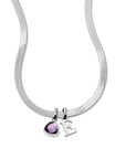 Letter & birtstone snake necklace silver - Personalized