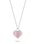 Heart pearl necklace silver - Stainless steel
