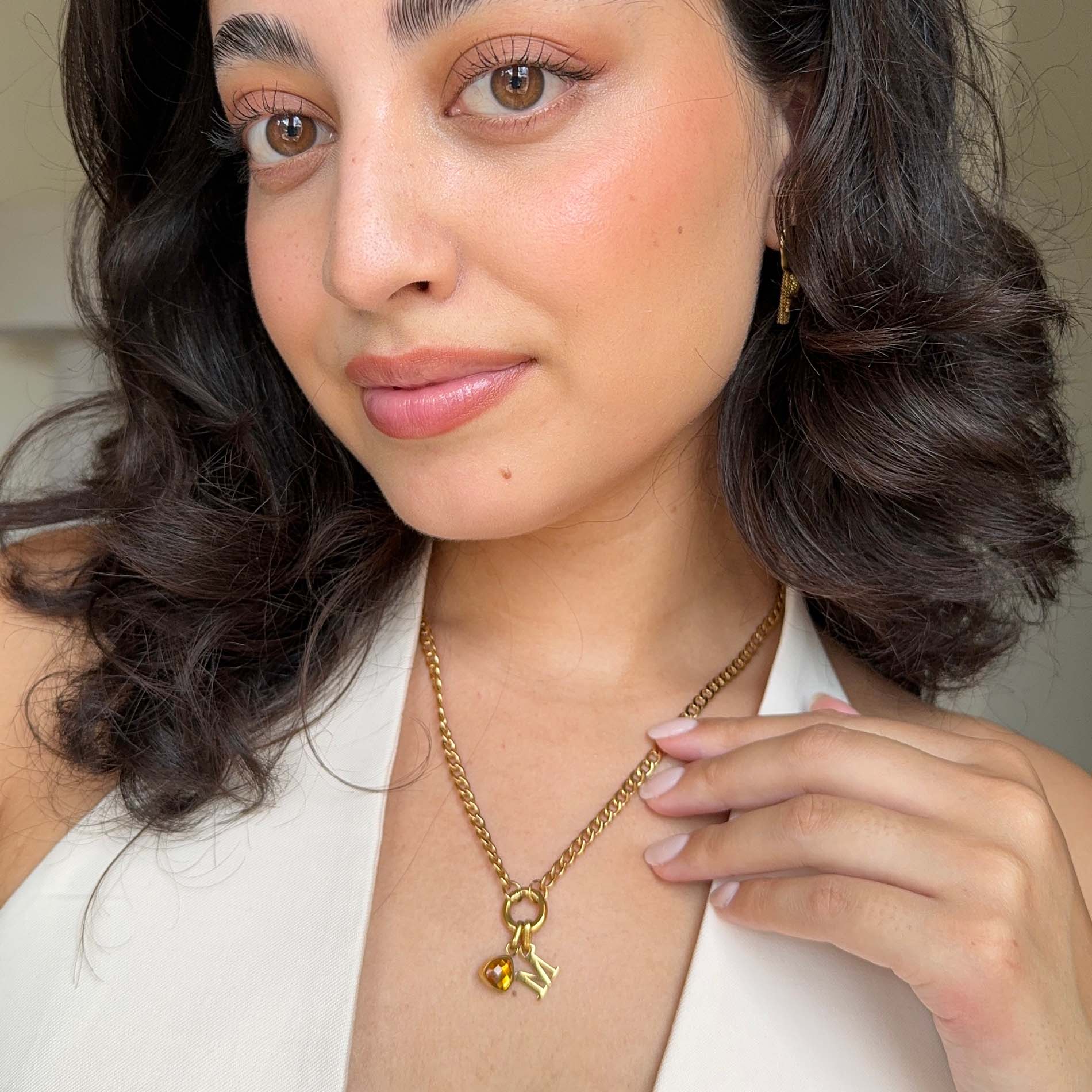 Letter &amp; birthstone necklace - Personalized