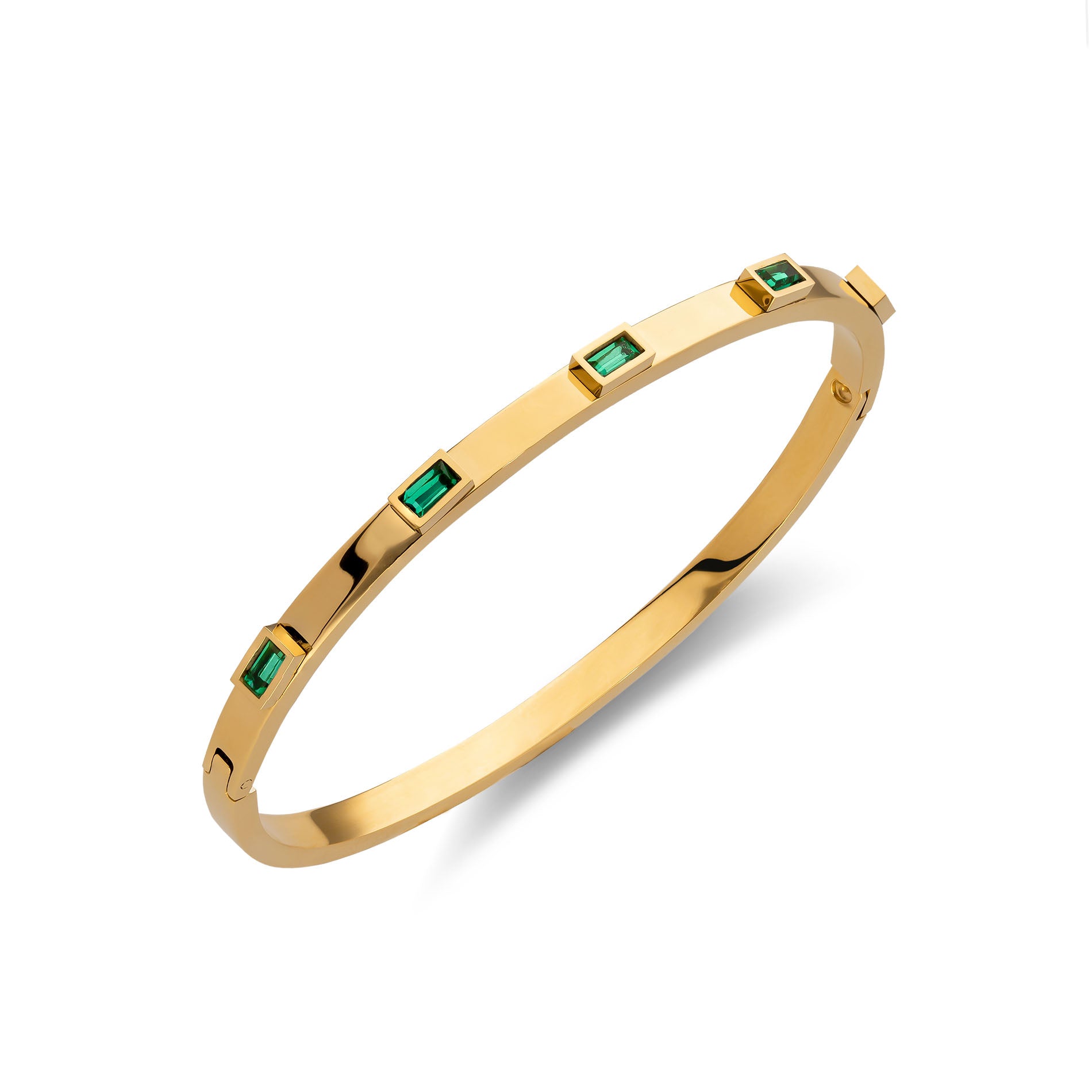 Emerald bangle gold 18K - Stainless steel