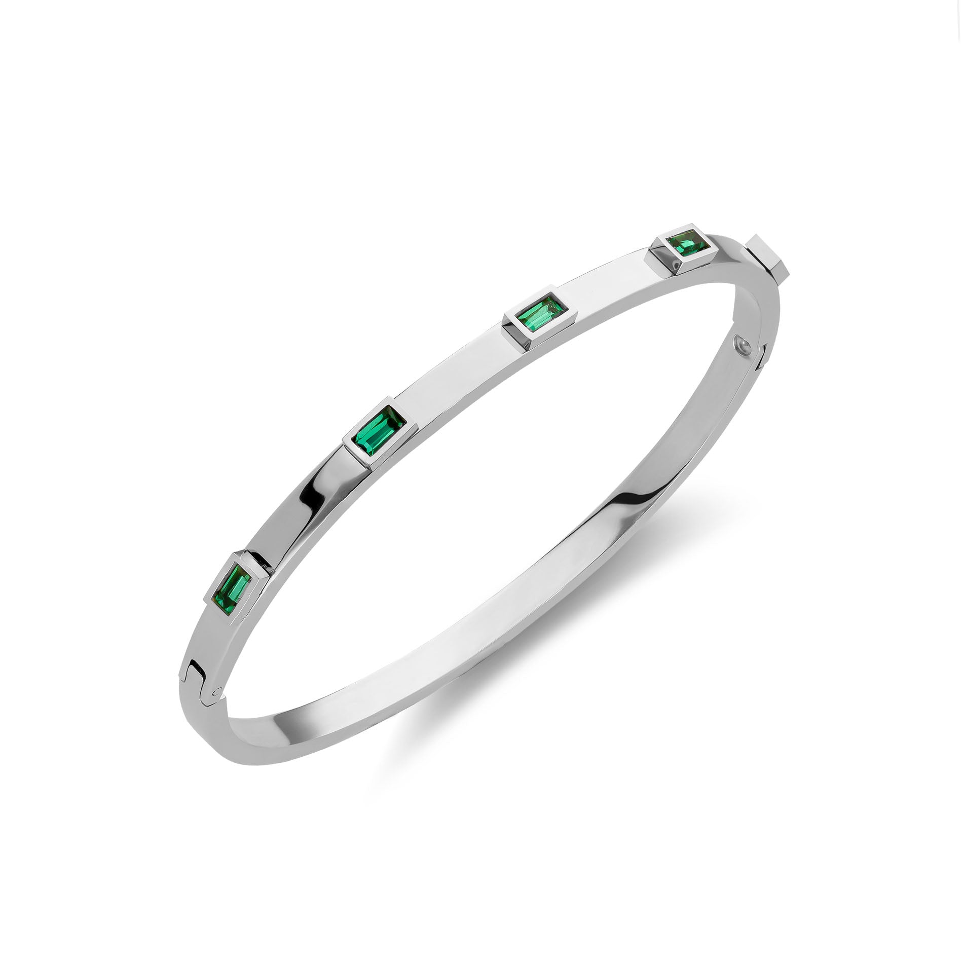 Emerald bangle silver - Stainless steel