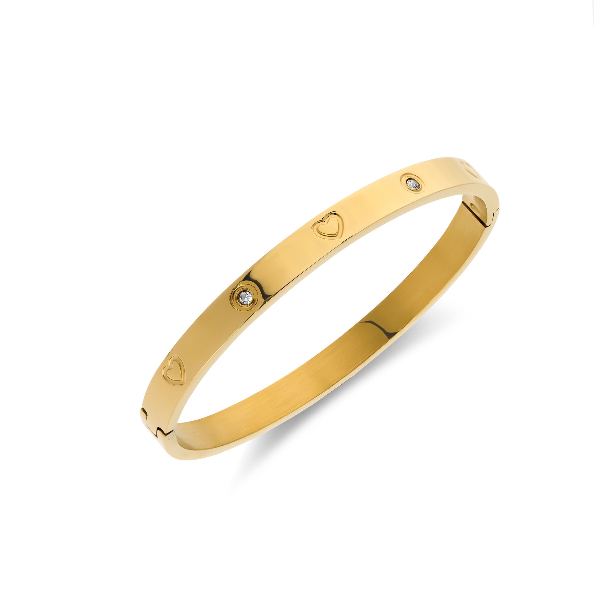 Crystal heart bangle gold - Stainless steel