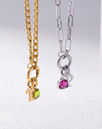 Loose letter & birthstone necklace gold
