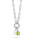 Letter & birthstone link chain silver