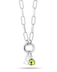 Letter & birthstone link chain silver