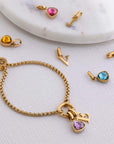 Adjustable Letter & birthstone bracelet - Stainless steel