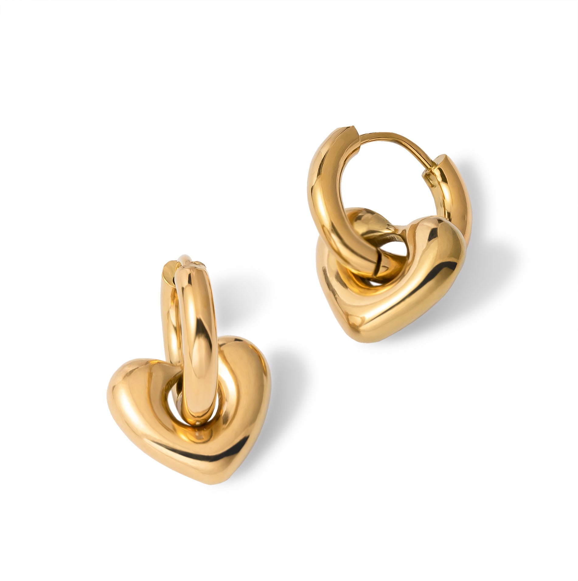 Bubble heart earring gold - Stainless steel