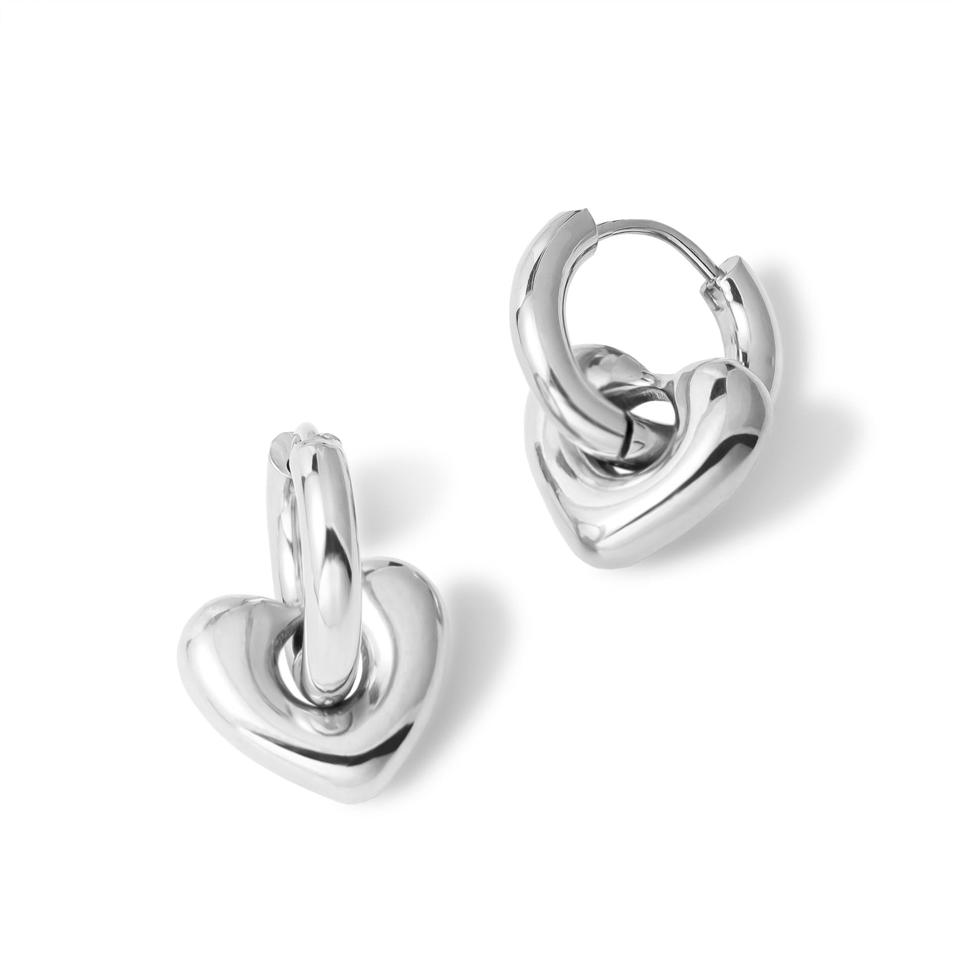 Bubble heart earring silver - Stainless steel