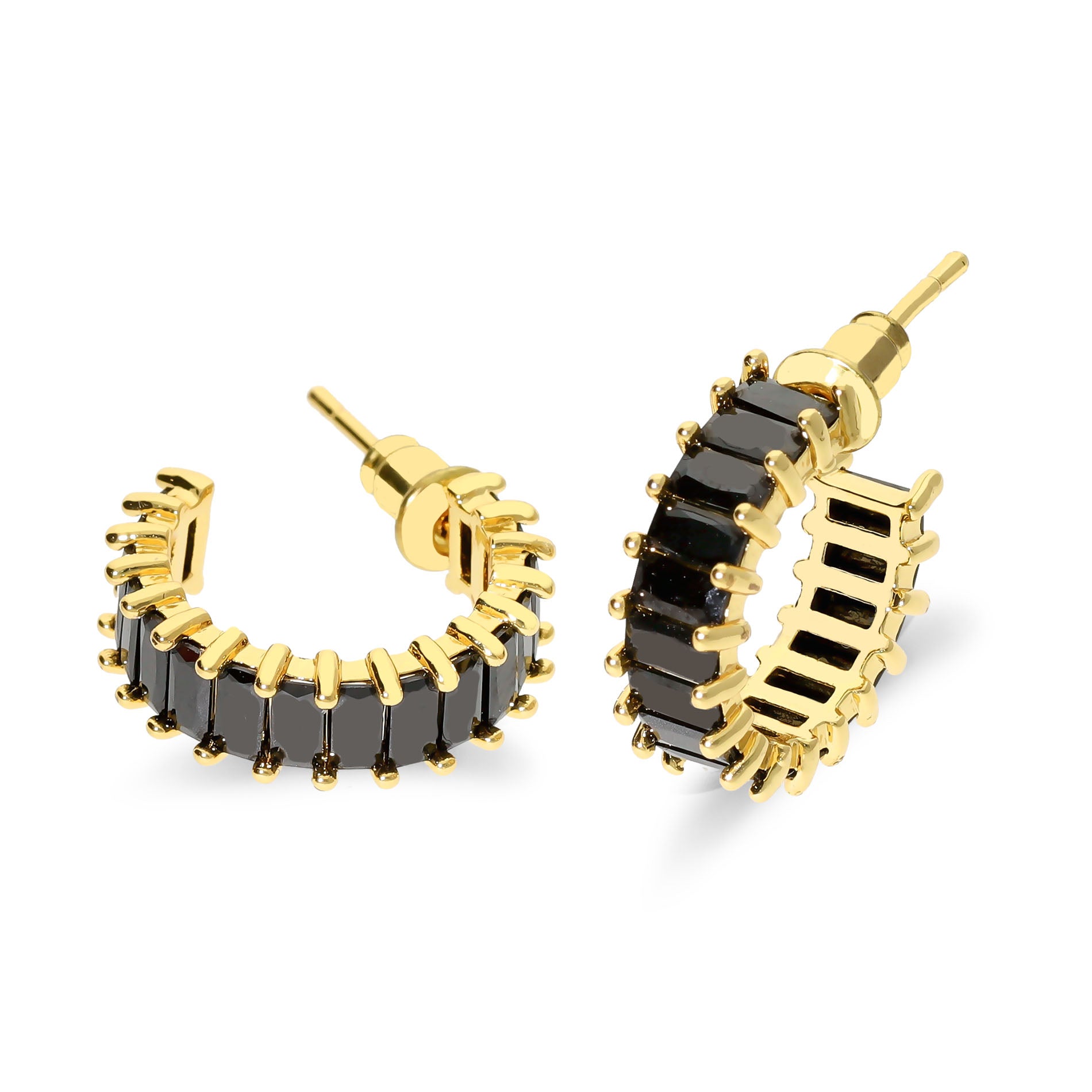 Coral stone earring black gold - Stainless steel