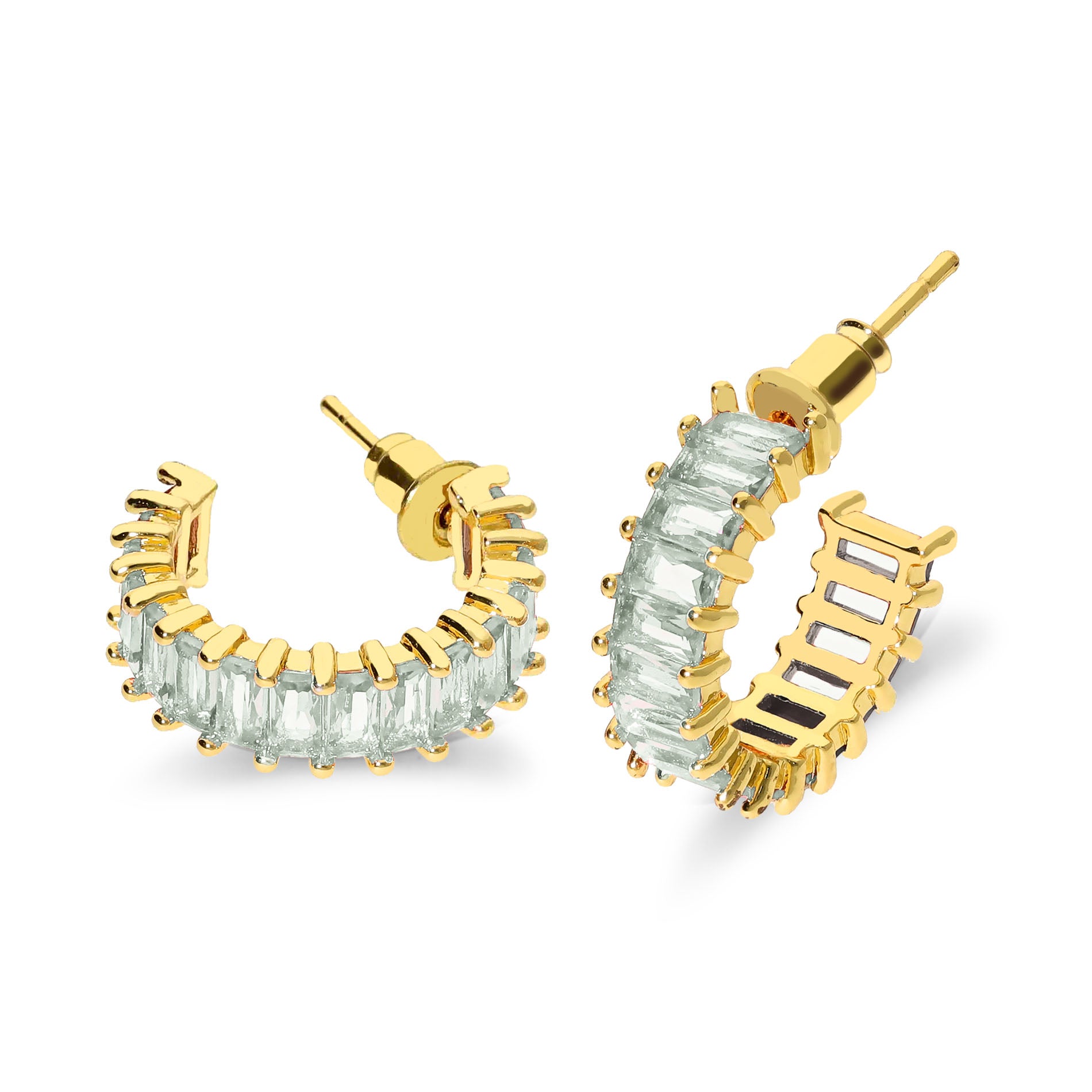 Coral stone earring green gold- Stainless steel