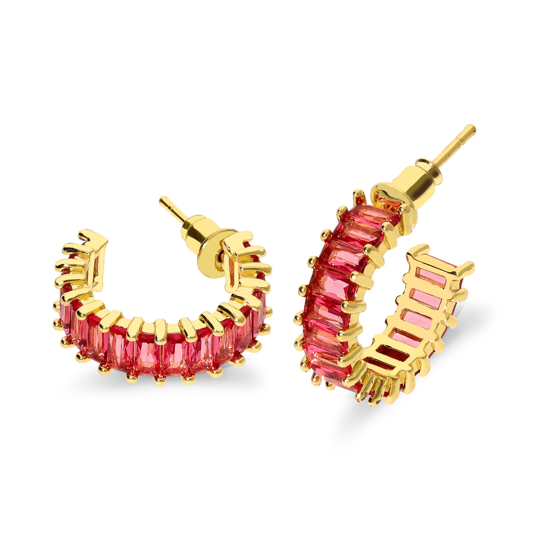 Coral stone earring pink gold - Stainless steel