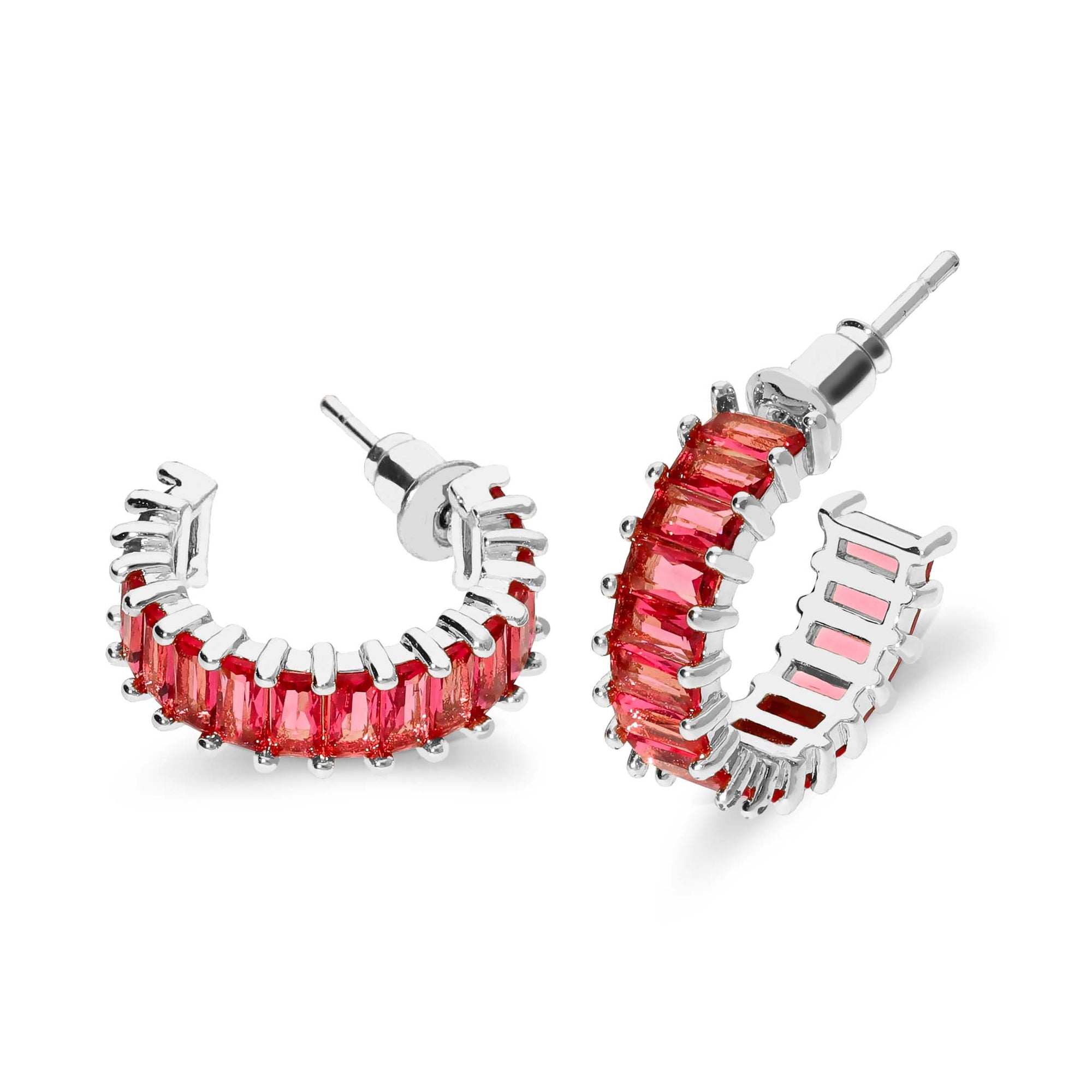 Coral stone earring pink silver - Stainless steel