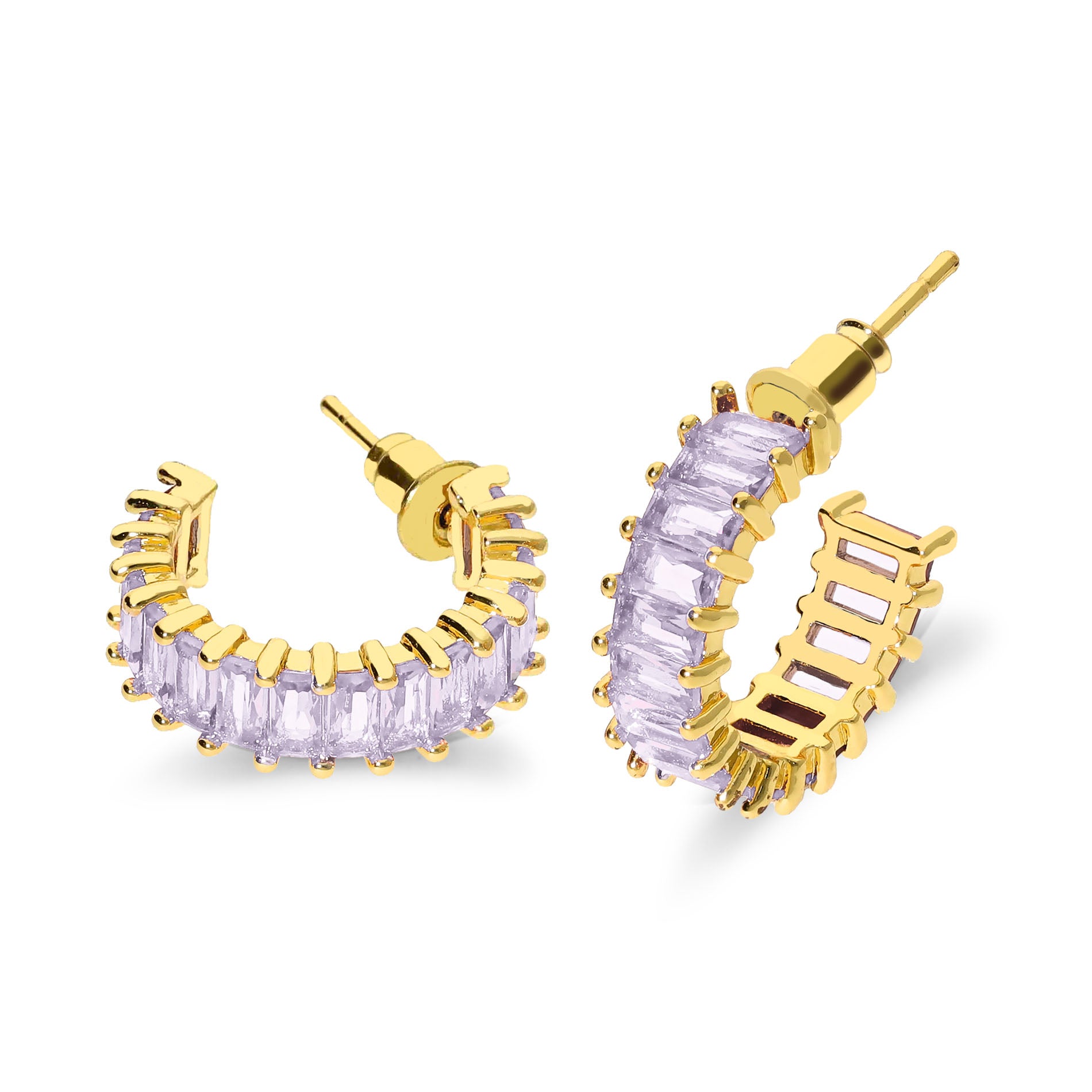 Coral stone earring purple gold - Stainless steel