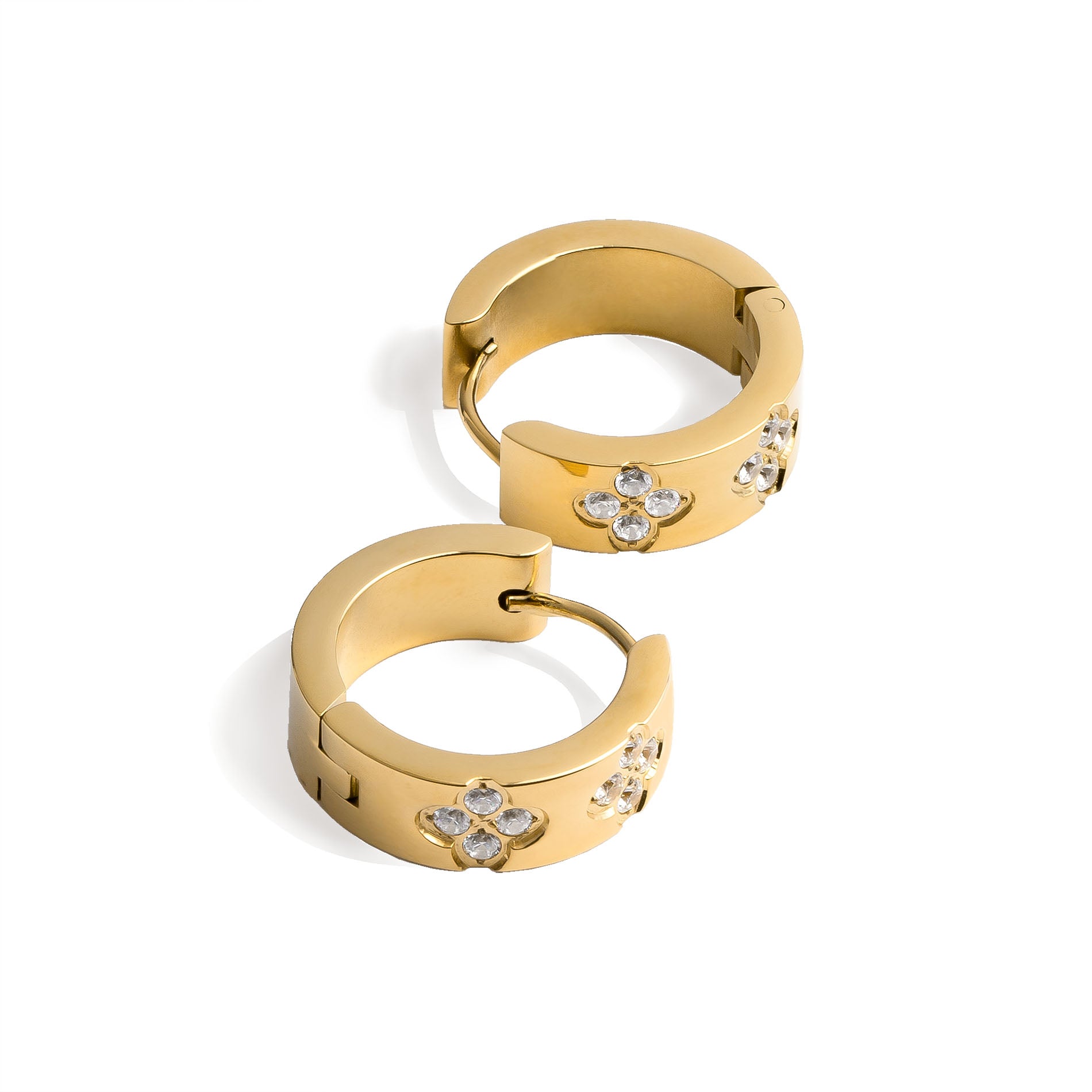 Clover stones earring gold - Stainless steel
