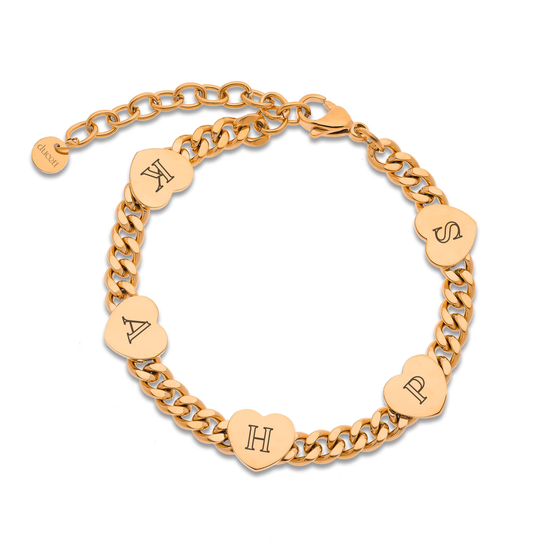 Five hearts bracelet rose gold - Personalized