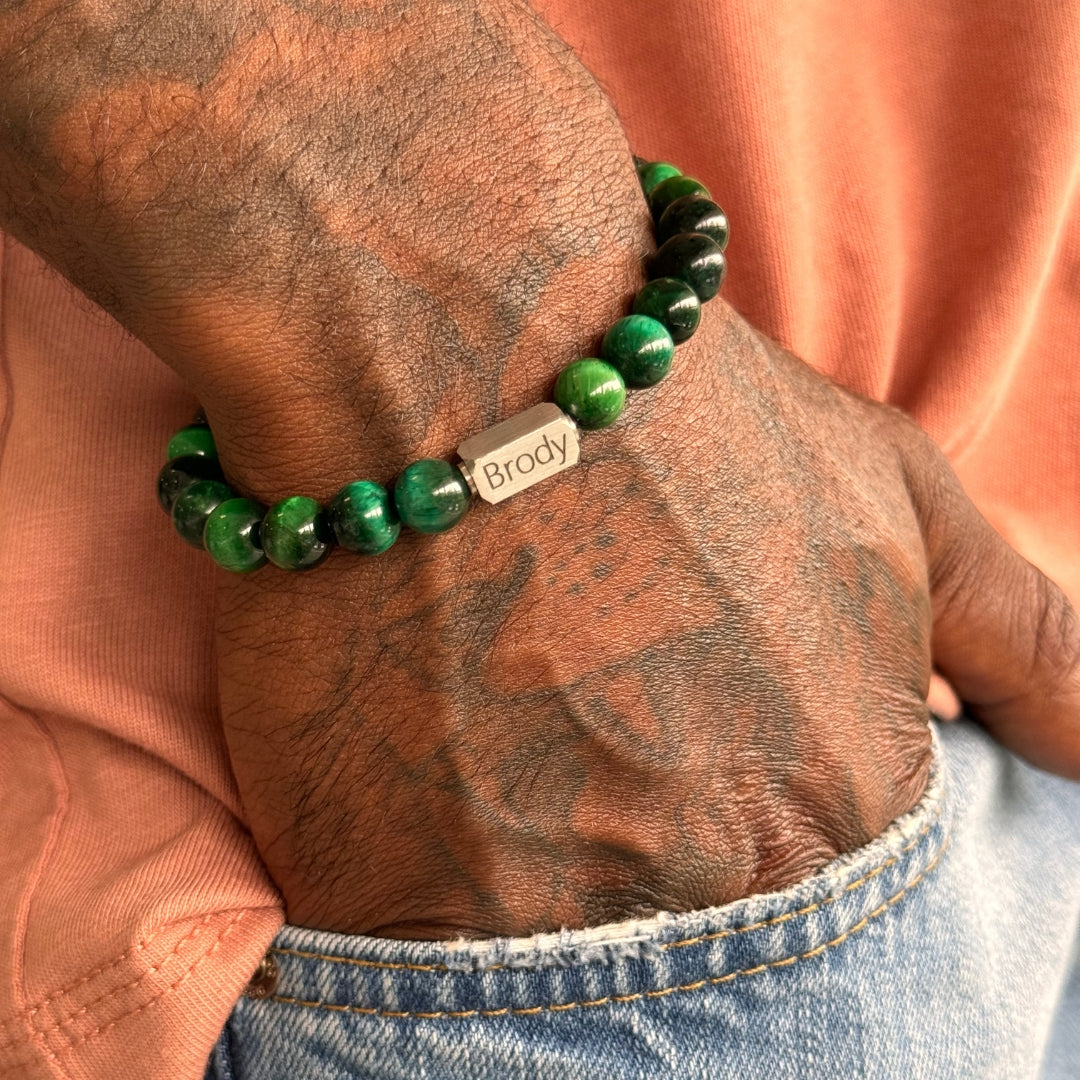 Green tiger eye qube - Personalized