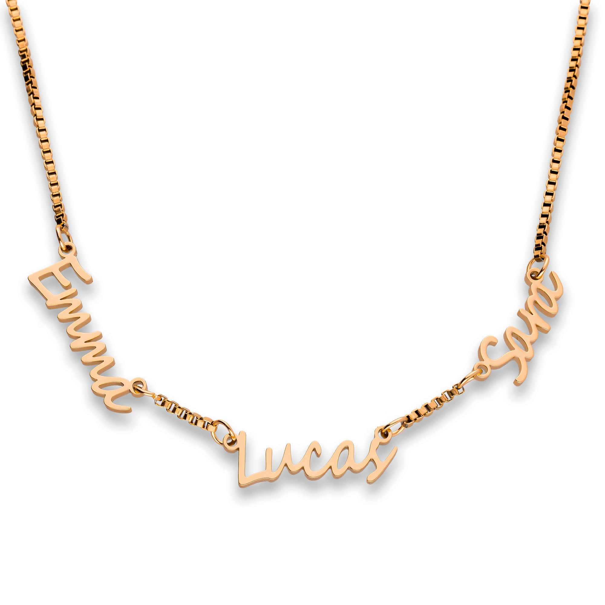 Multi name necklace rosé gold - Personalized