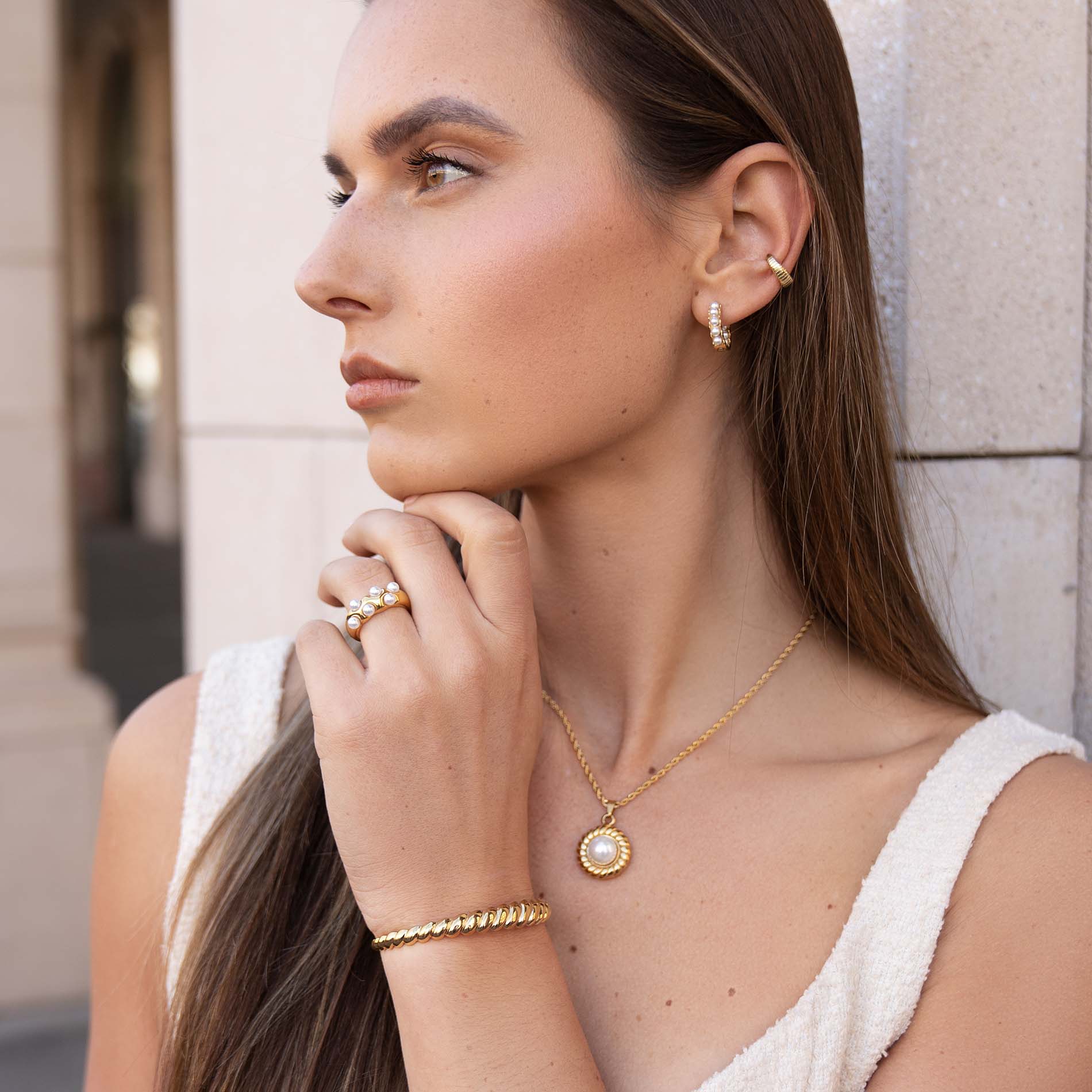 Pearl ring - Stainless steel