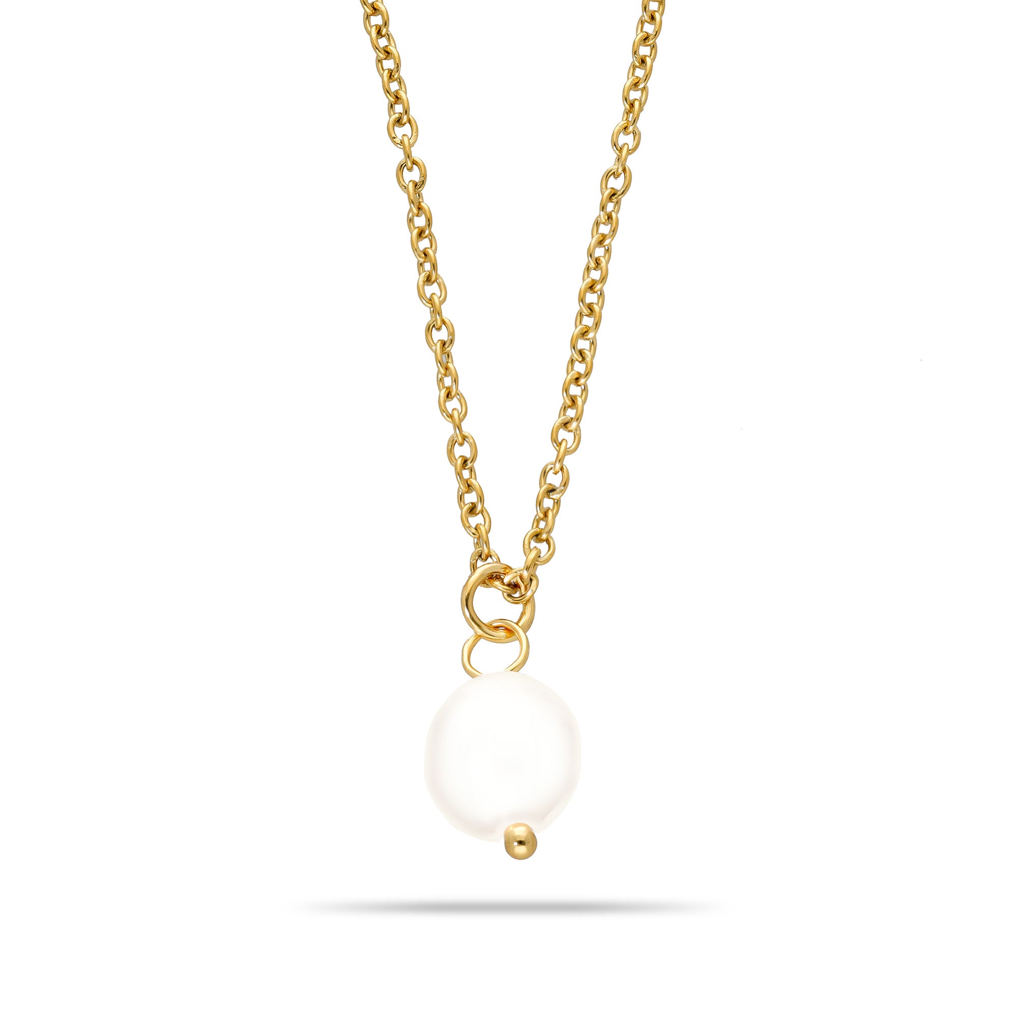 Pearl single necklace gold - Stainless steel