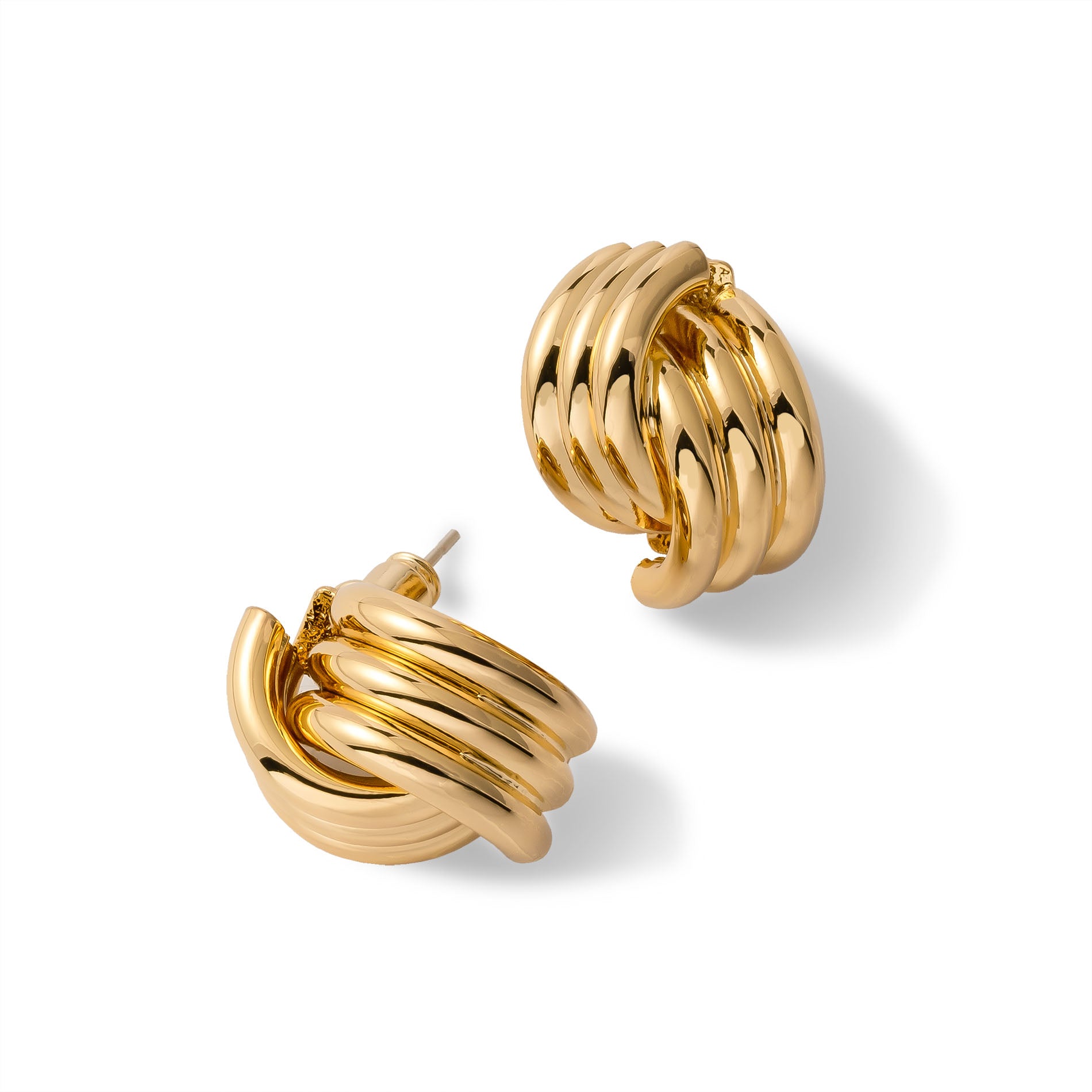 Twist stud earring gold - Stainless steel