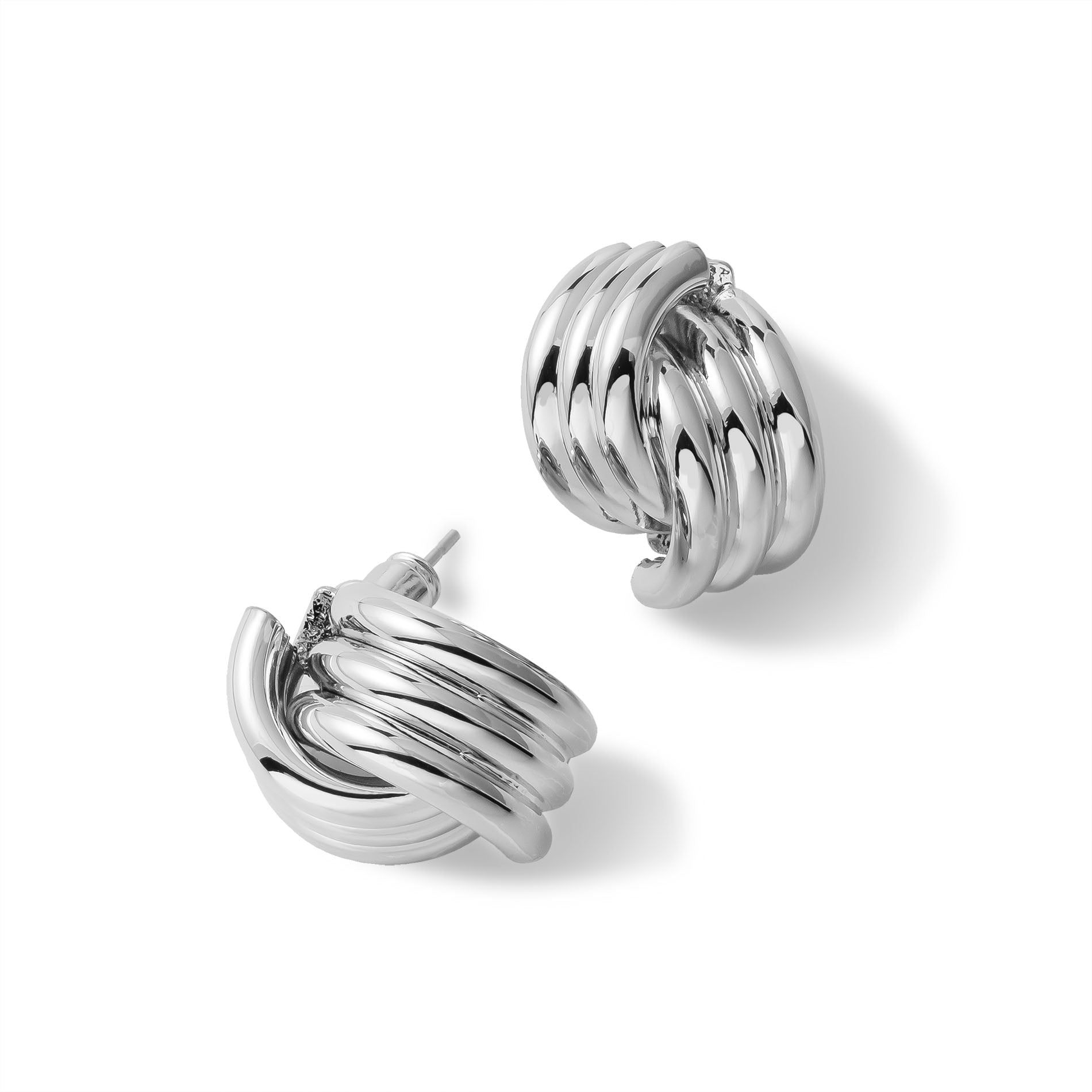 Twist stud earring silver - Stainless steel