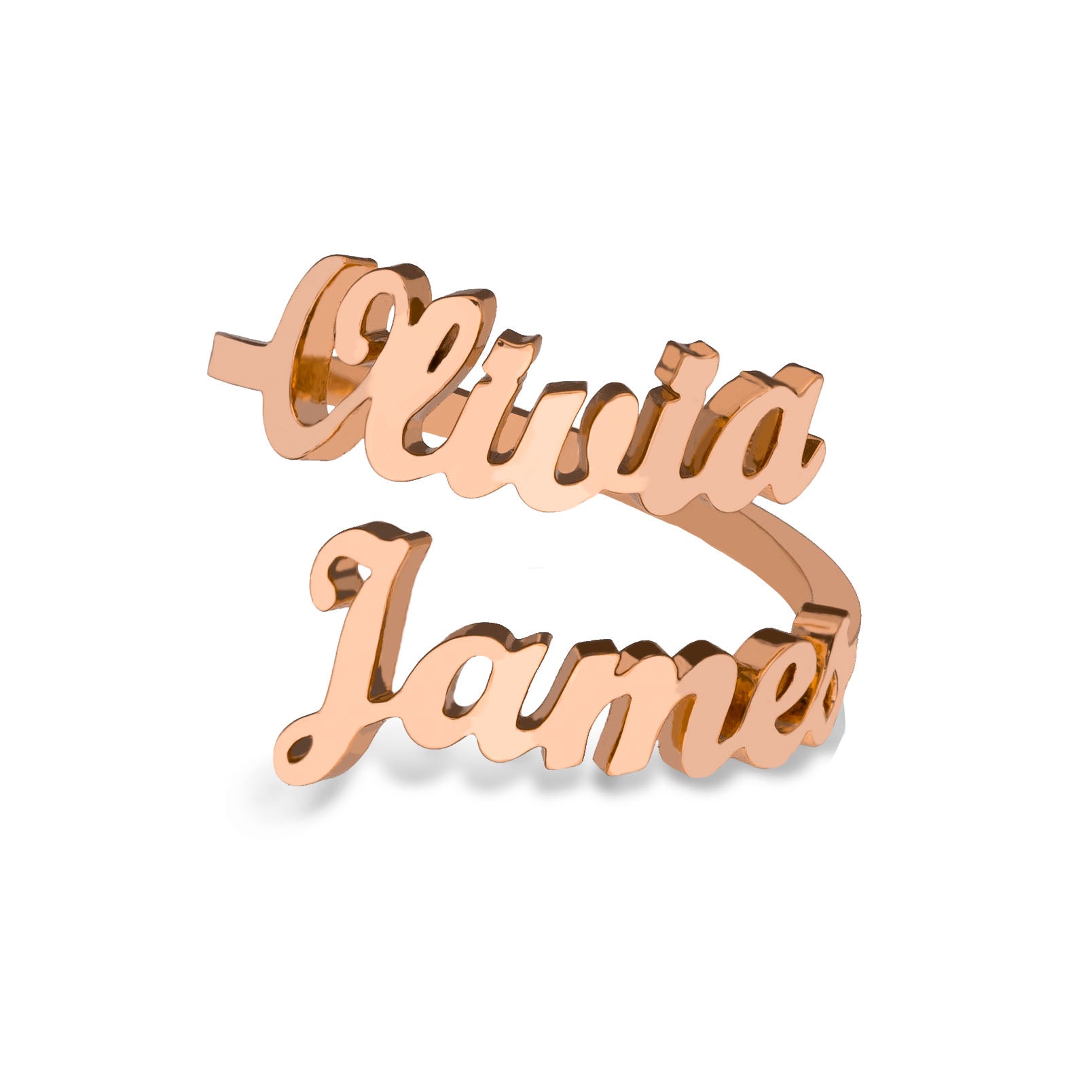 Two names ring rose gold - Personalized