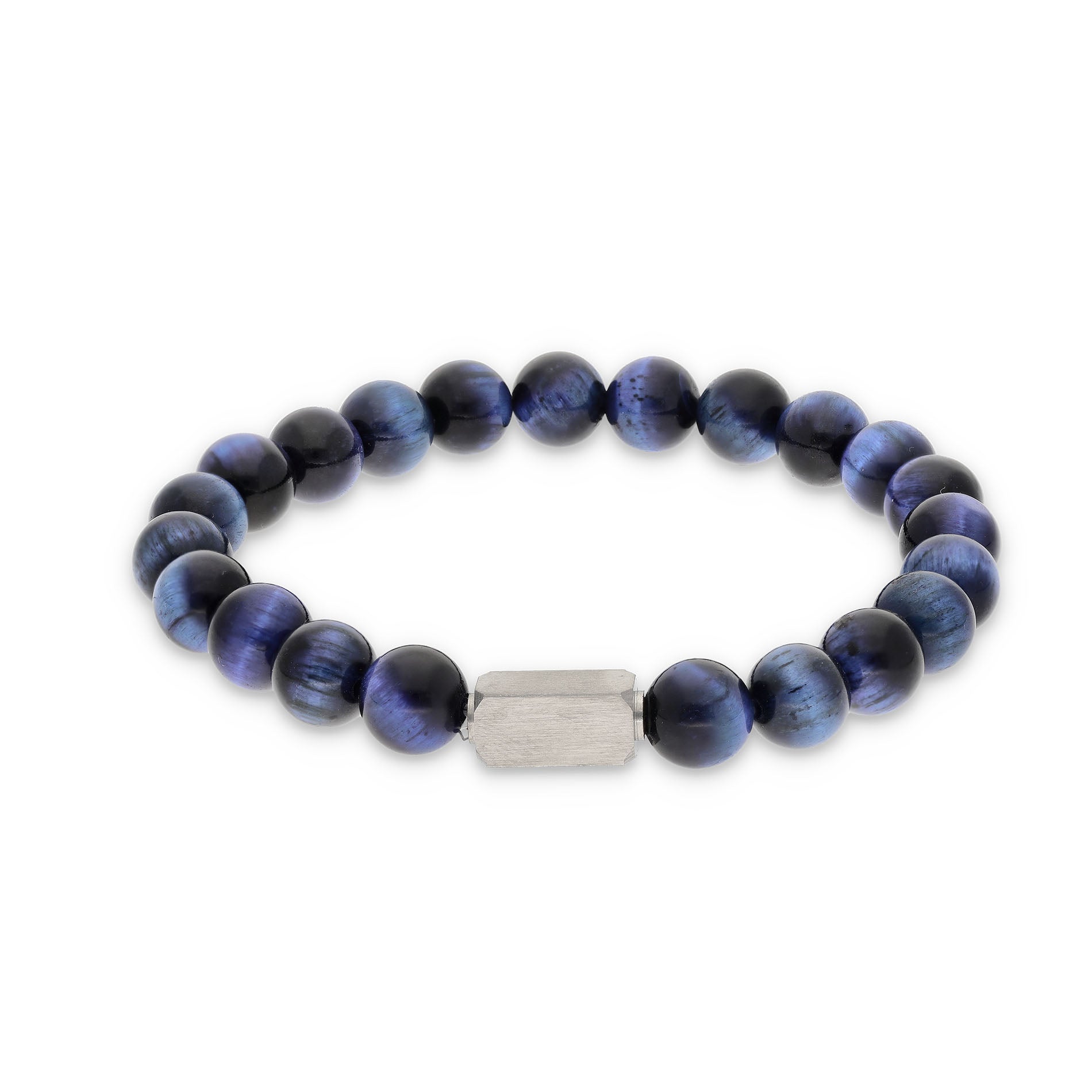 Blue tiger eye qube - Stainless steel