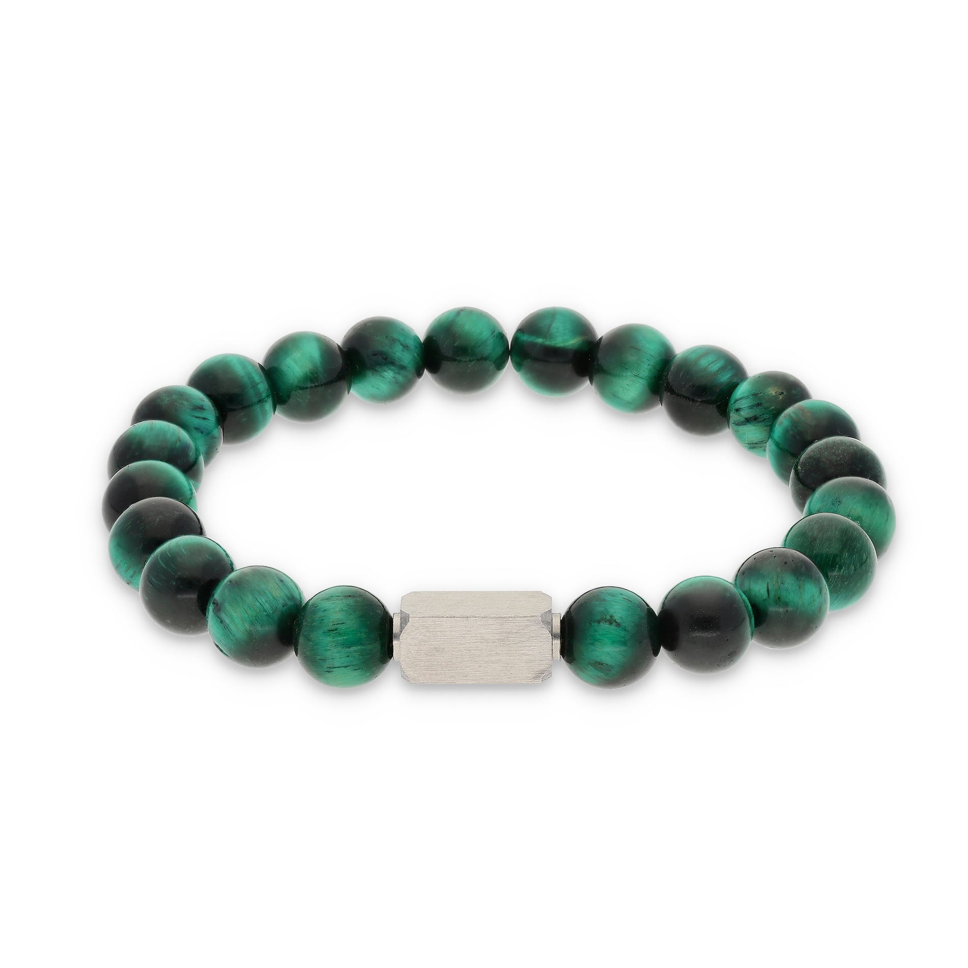 Green tiger eye qube - Stainless steel