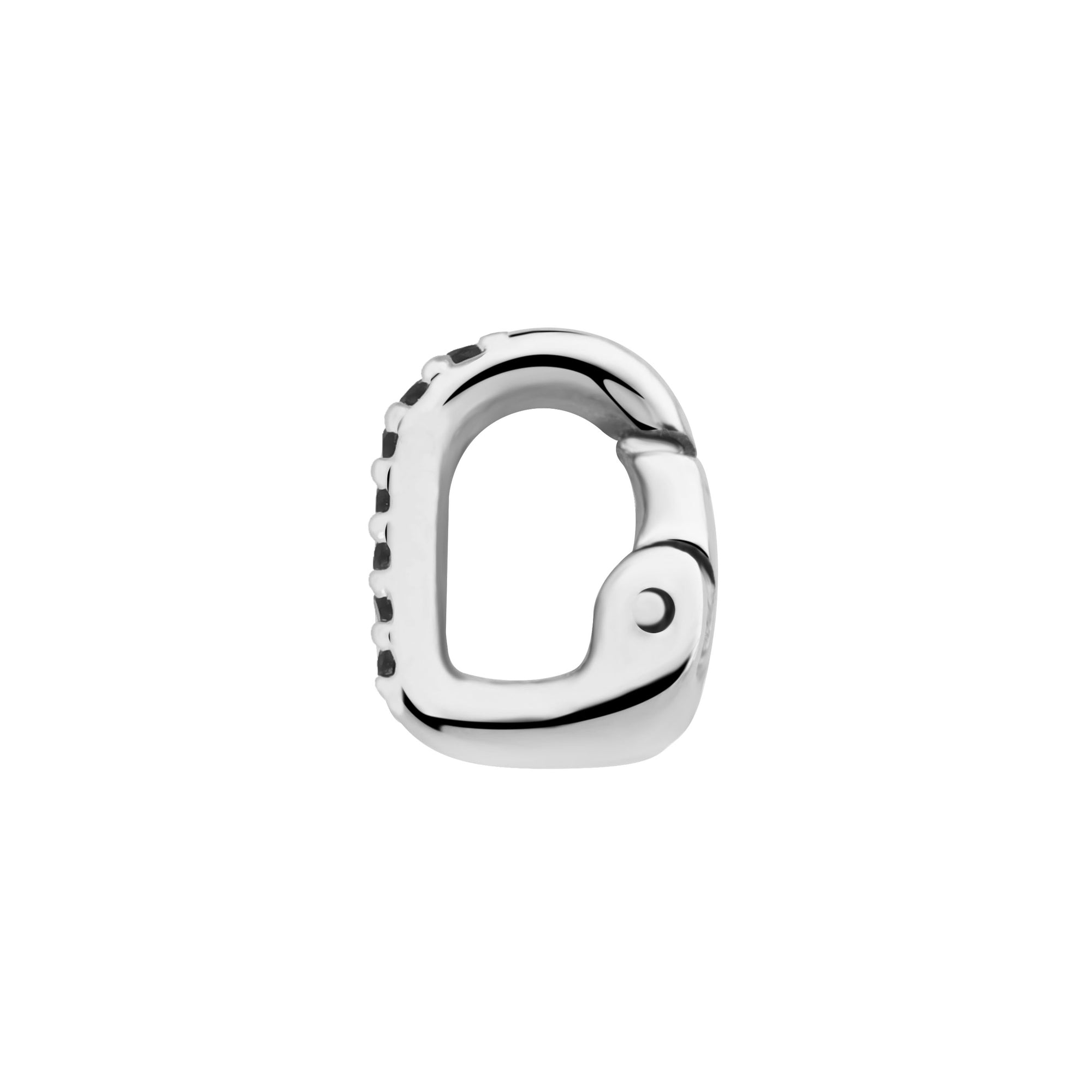 Clip black stones silver - Stainless steel