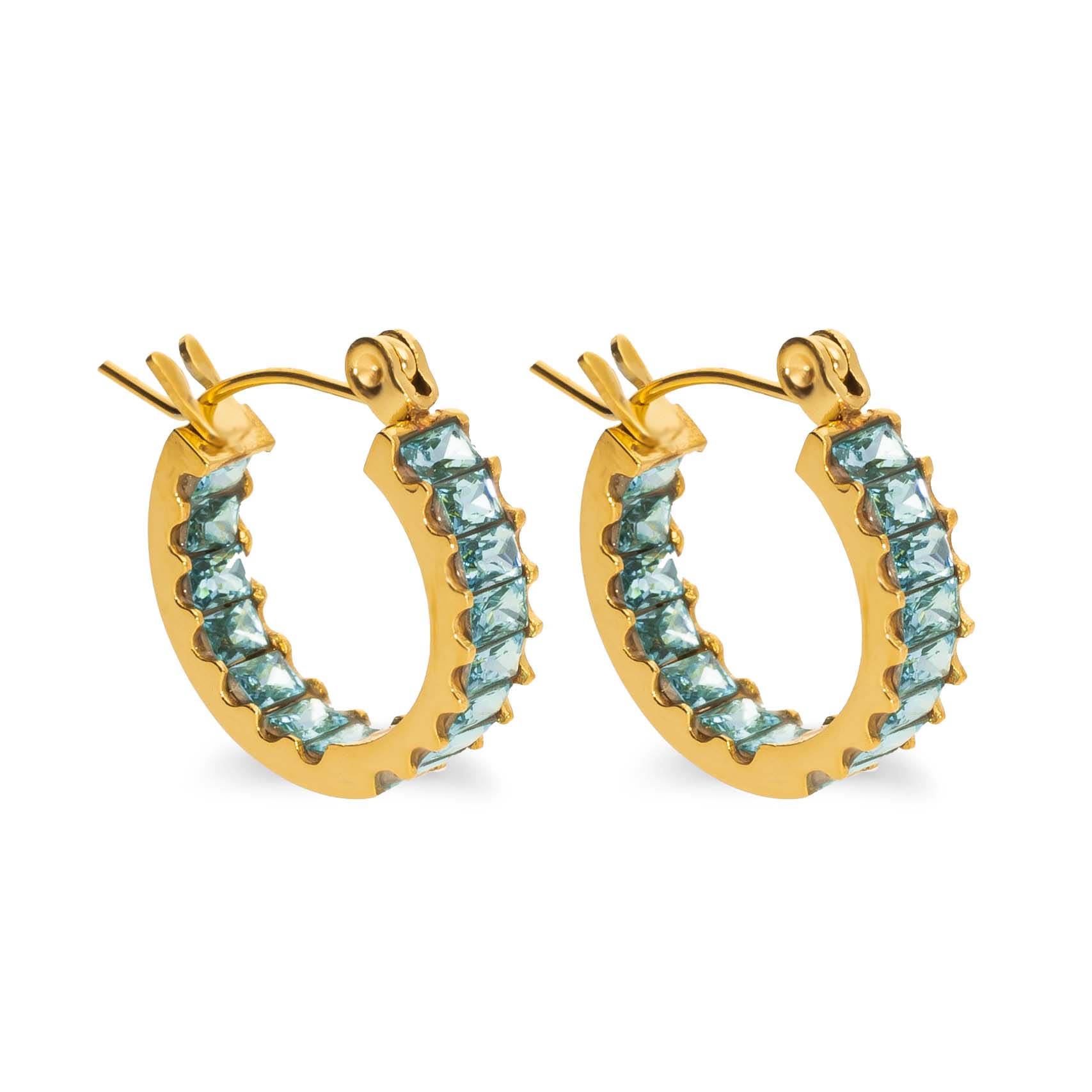 Coral earring aqua gold - Stainless steel