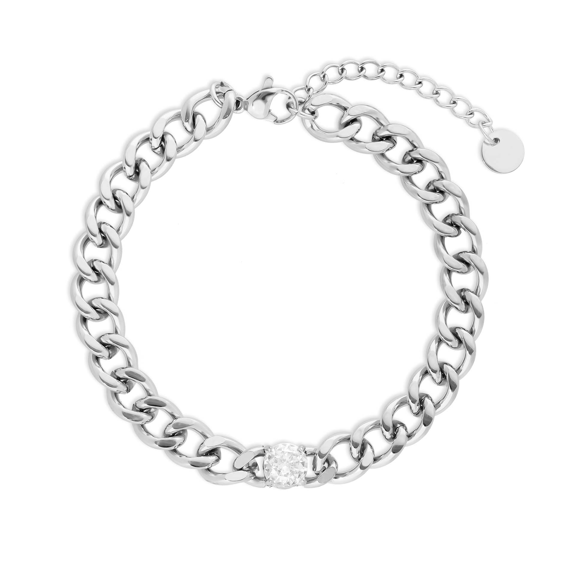 Cuban chain stone silver - Stainless steel