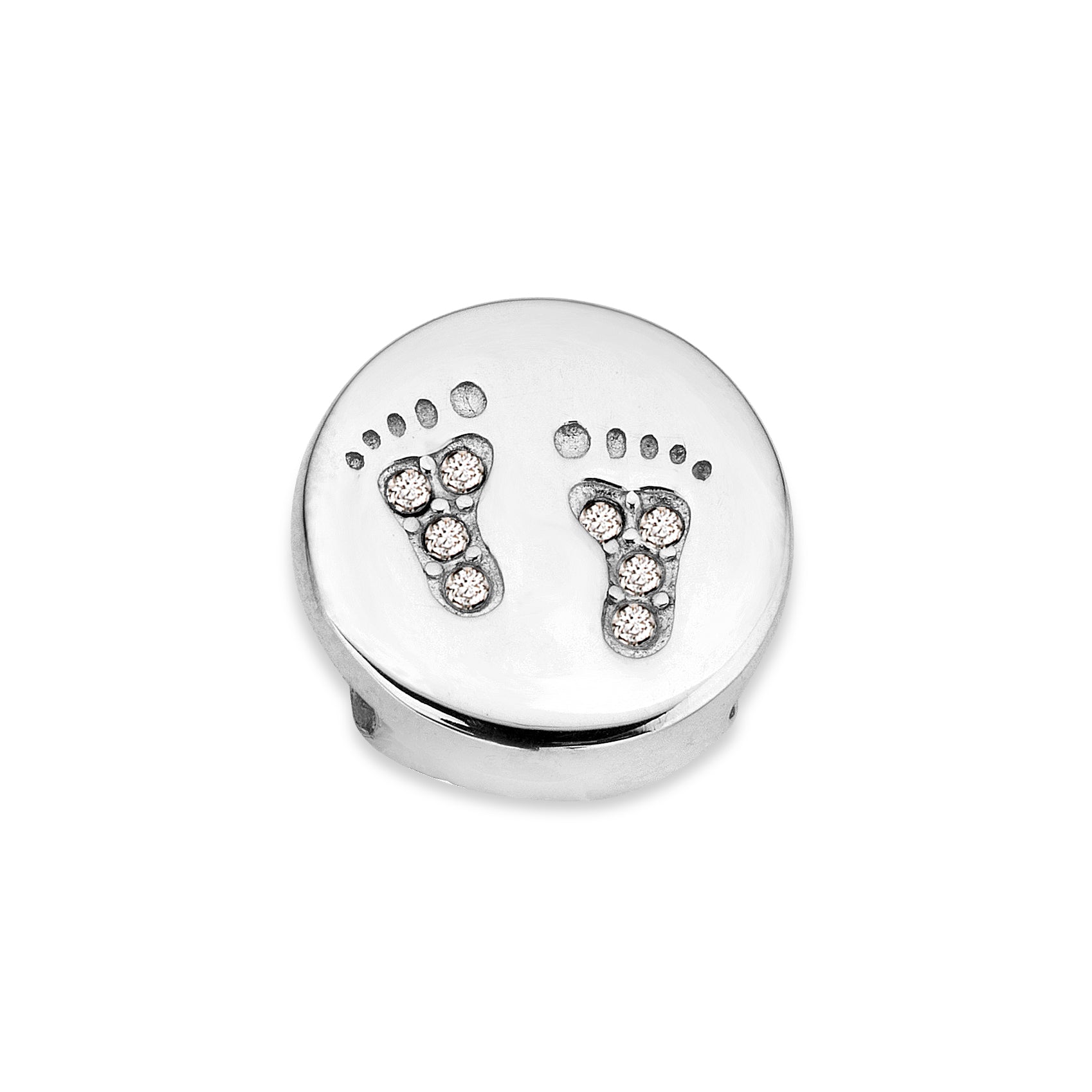 Mesh charm baby feet silver - Stainless steel