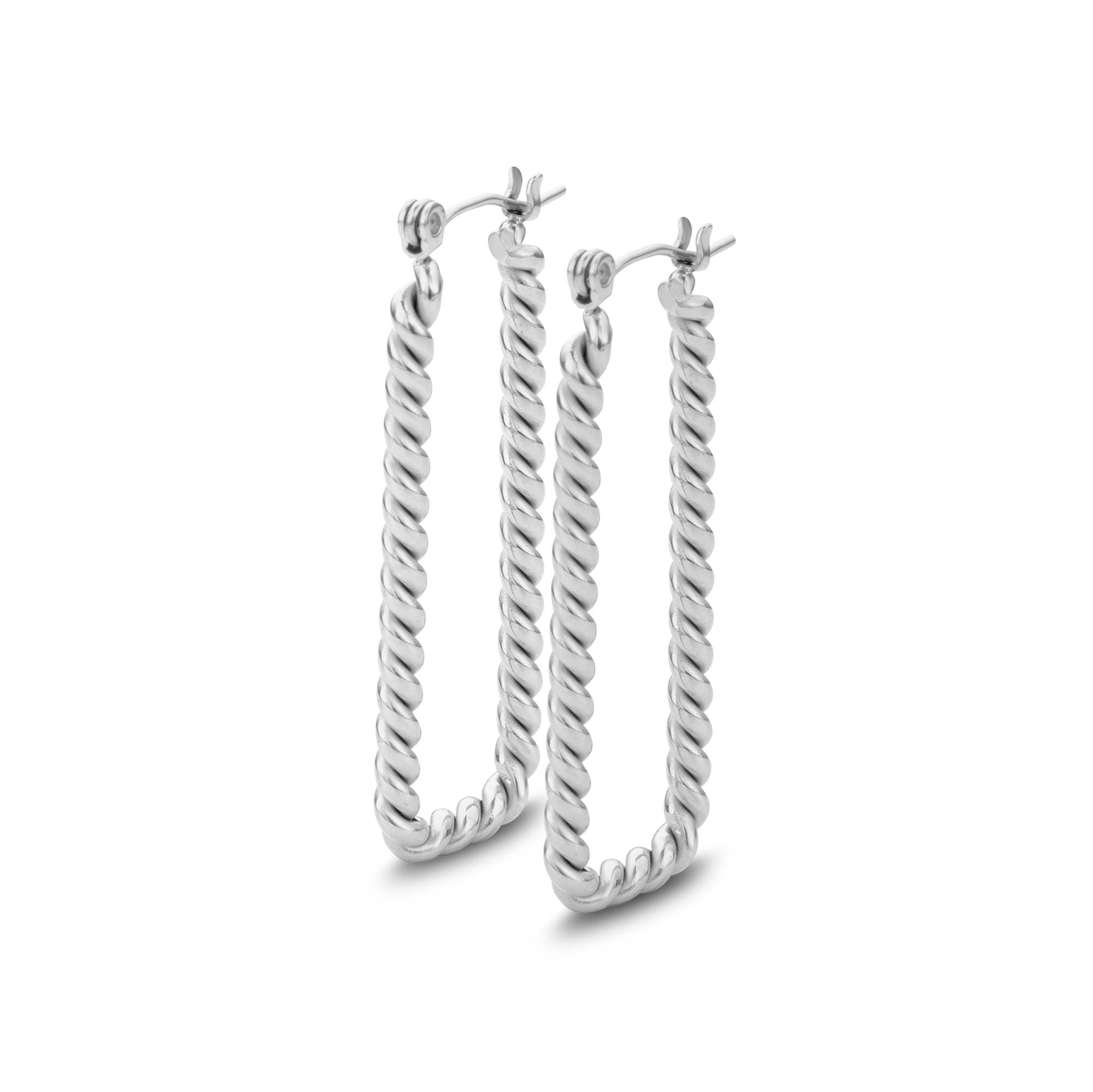 Rope earring silver - Stainless steel
