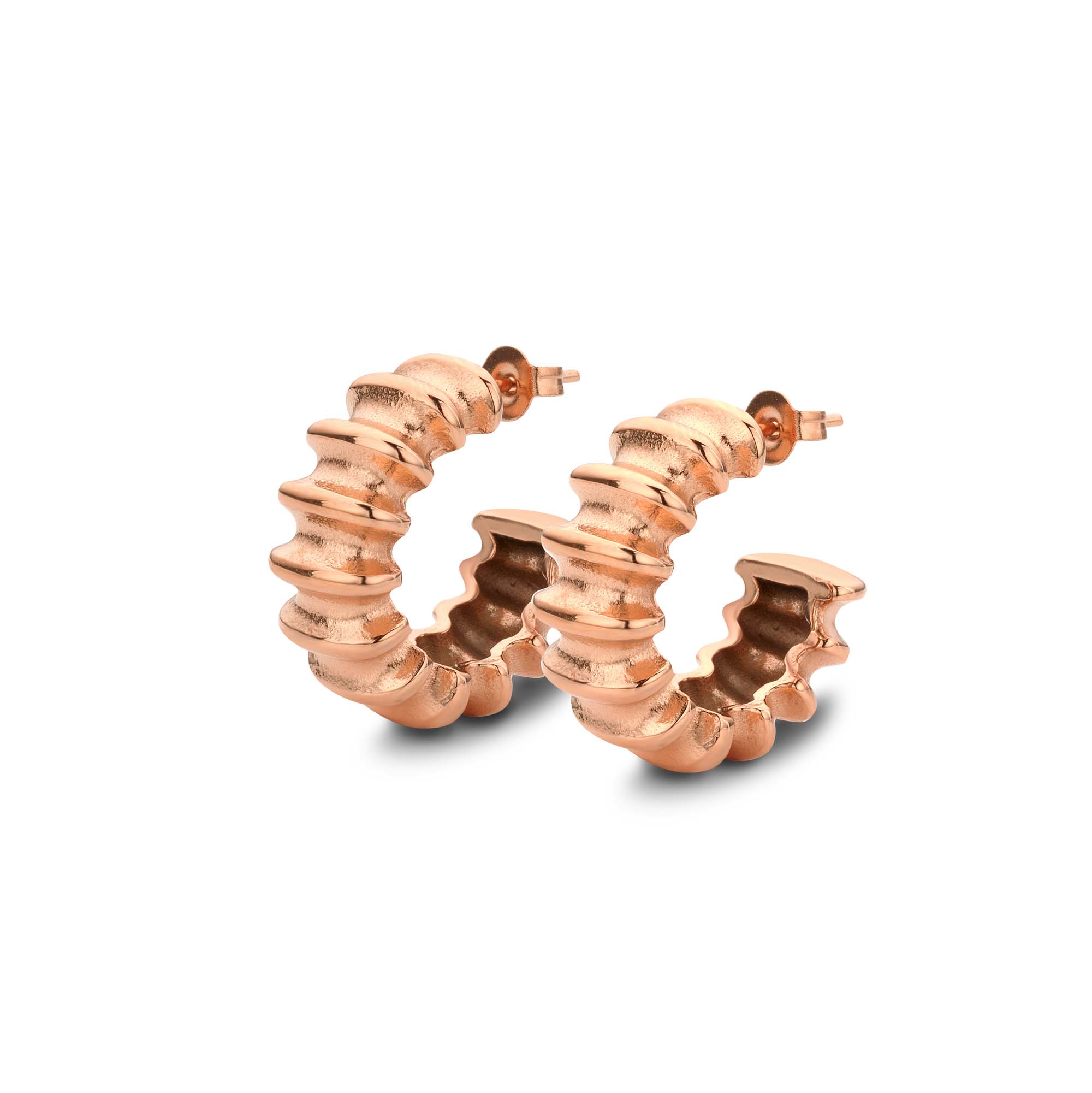 Wave earring rosé gold - Stainless steel