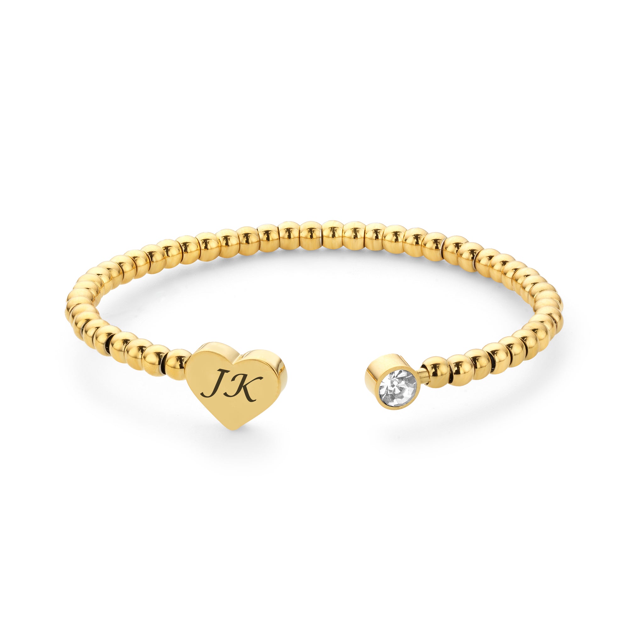 Heart ball bangle gold - Personalized