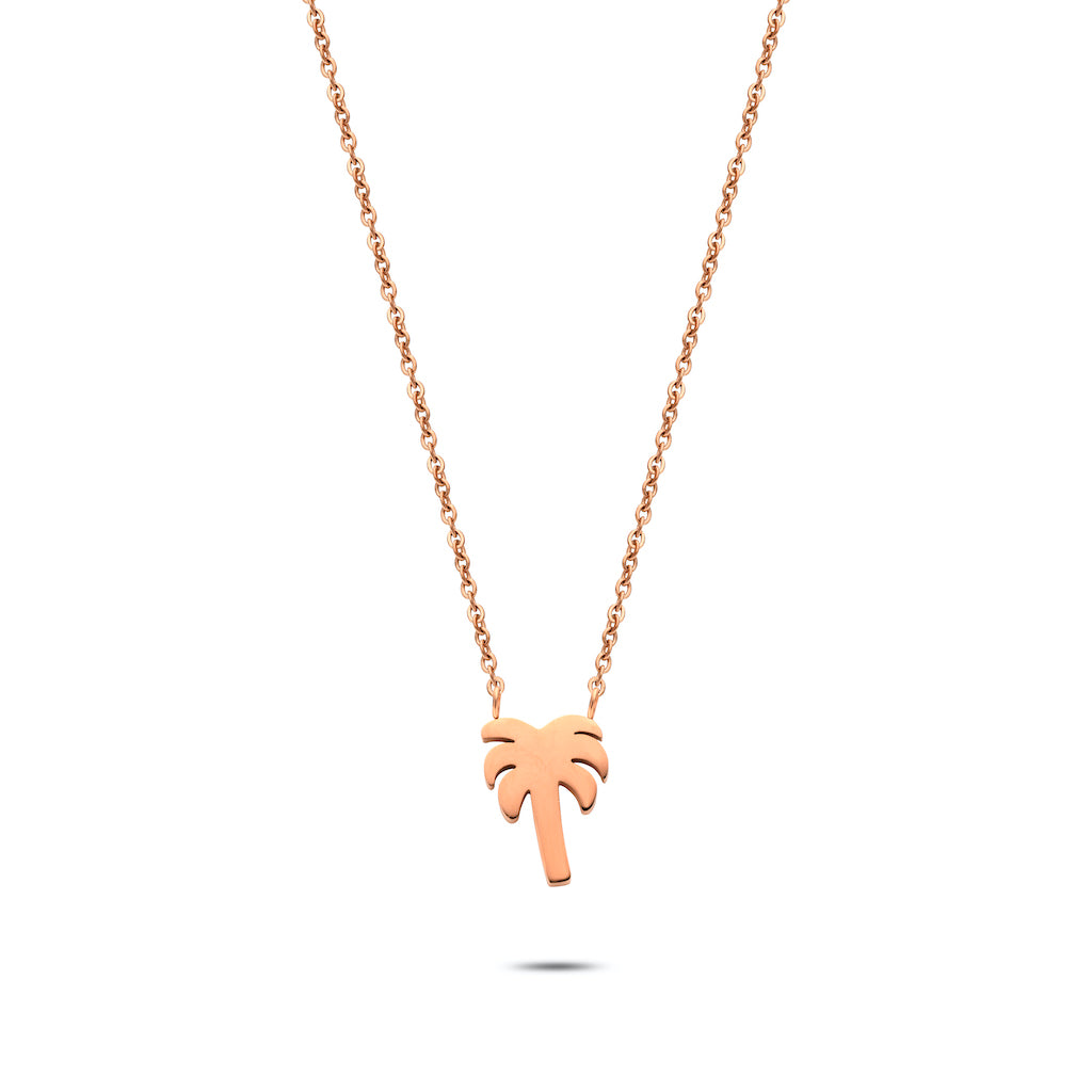 Palm tree necklace rosé gold - Stainless steel