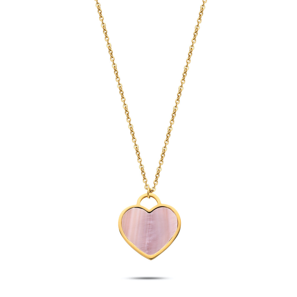 Heart pearl necklace gold - Stainless steel