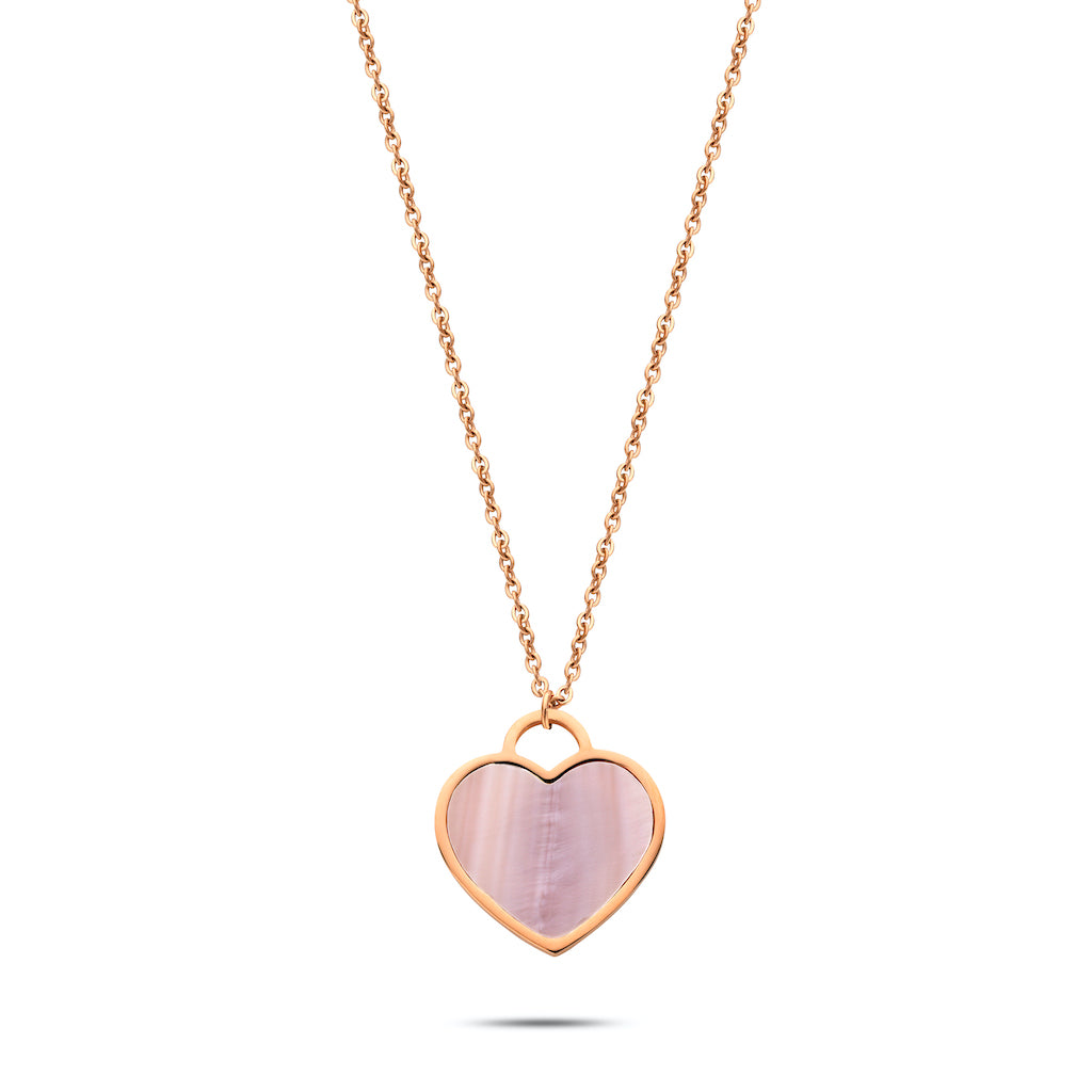 Heart pearl necklace rosé gold - Stainless steel
