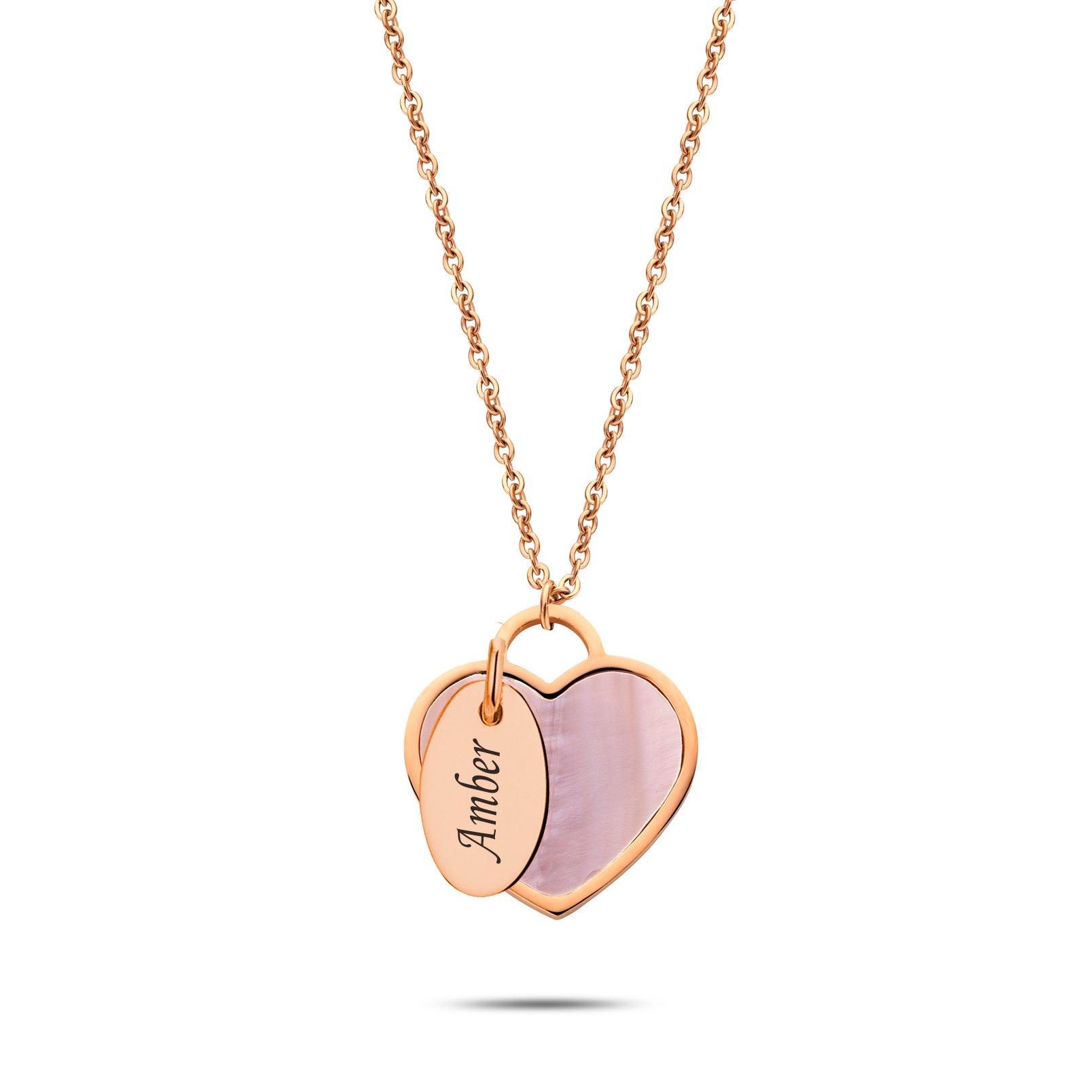 Seashell heart & tag rosé gold - Personalized