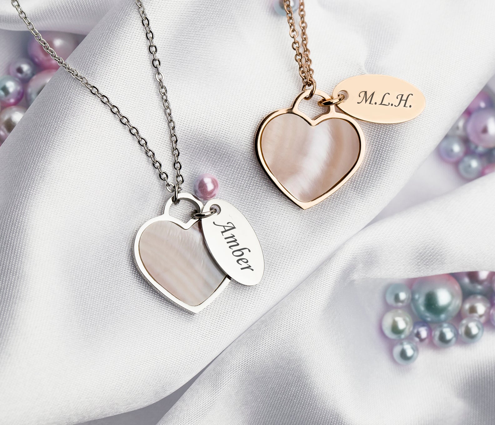 Seashell heart & tag - Tarnish free