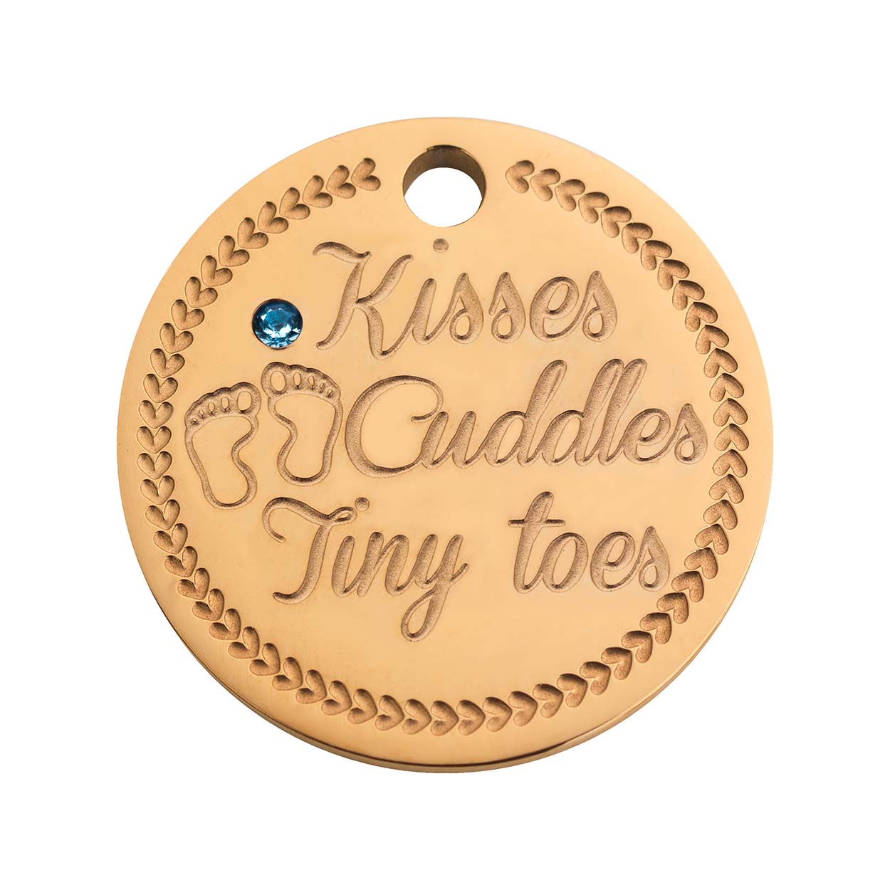 Coin babyfeet blue rosé gold - Personalized