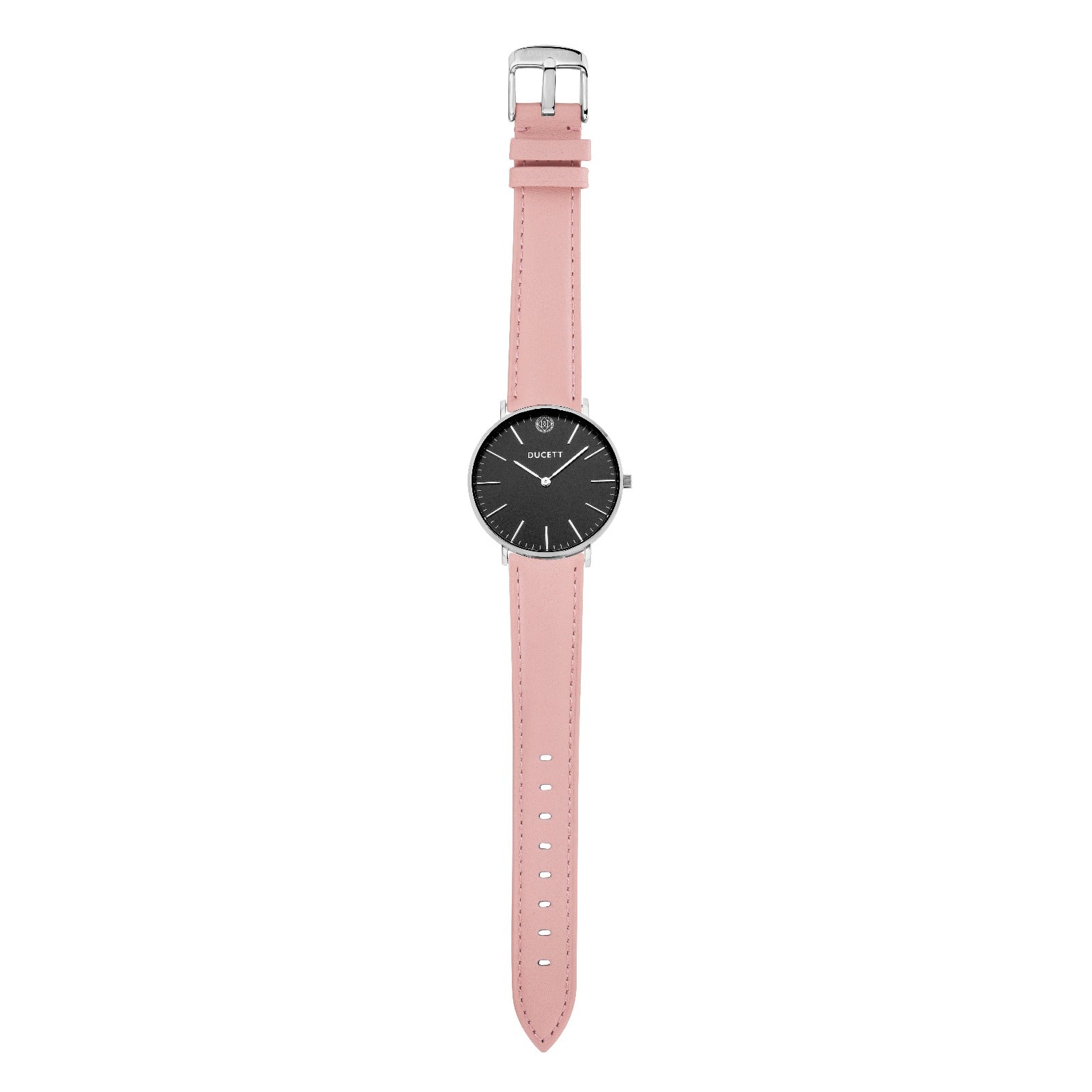 Pink leather strap silver - Stainless steel