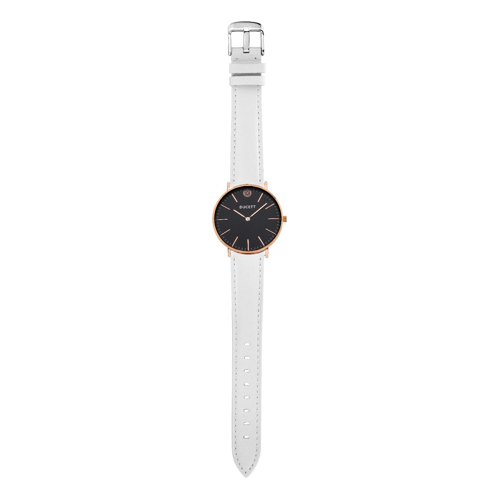 White leather strap silver - Stainless steel