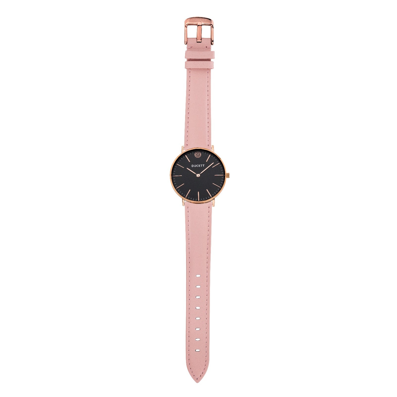 Pink leather strap rosé gold - Stainless steel