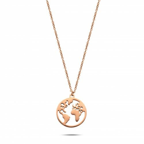 World necklace rosé gold - Stainless steel